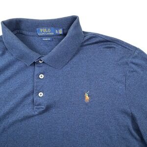 Polo Ralph Lauren Mens Classic Fit Polo Shirt XL Heather Navy Blue Short Sleeve